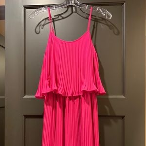 Hot Pink Flirty Pleated Dress